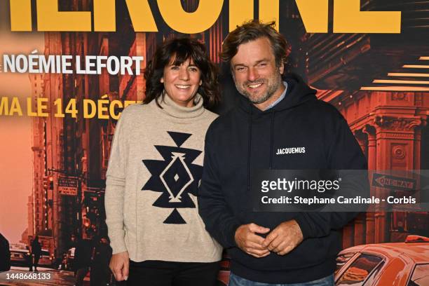 Estelle Denis and Marc Thiercelin attend "Mon Heroine" Premiere at Cinema UGC Normandie on December 12, 2022 in Paris, France.