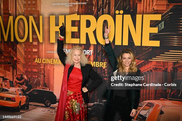 Brigitte Fossey and Noemie Lefort attend "Mon Heroine" Premiere at Cinema UGC Normandie on December 12, 2022 in Paris, France.