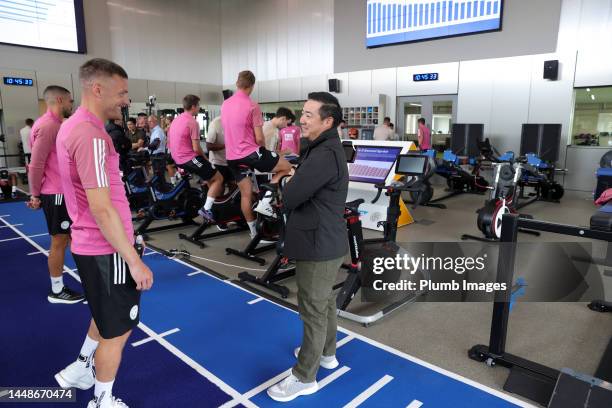 Aiyawatt Srivaddhanaprabha Leicester City Chairman with Jamie Vardy of Leicester City during the Return to Pre-Season Training at Leicester City...