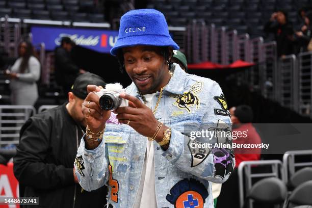 Alshon Jeffery attends a basketball game between the Los Angeles Clippers and the Boston Celtics at Crypto.com Arena on December 12, 2022 in Los...