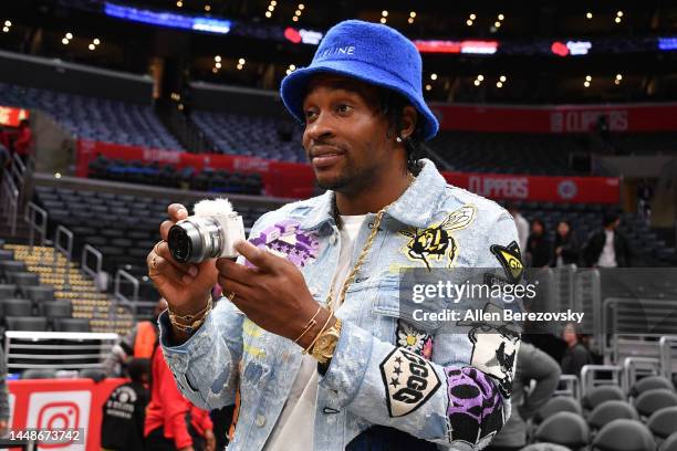 Alshon Jeffery attends a basketball game between the Los Angeles Clippers and the Boston Celtics at Crypto.com Arena on December 12, 2022 in Los...