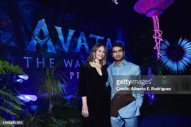 Emily V. Gordon and Kumail Nanjiani attend the U.S. Premiere of 20th Century Studios' "Avatar: The Way of Water" at the Dolby Theatre in Hollywood,...