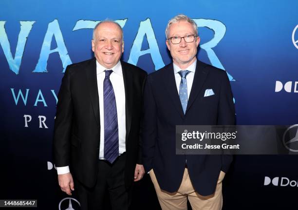 Joe Letteri and Daniel Barrett attend the U.S. Premiere of 20th Century Studios' "Avatar: The Way of Water" at the Dolby Theatre in Hollywood,...