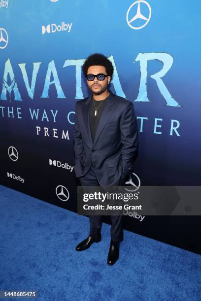 The Weeknd attends the U.S. Premiere of 20th Century Studios' "Avatar: The Way of Water" at the Dolby Theatre in Hollywood, California on December...