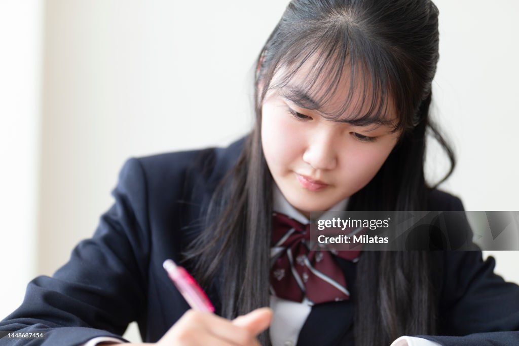 High school student taking a test