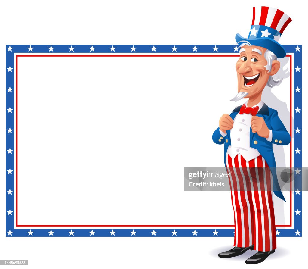 Uncle Sam Standing In Front Of Blank Sign