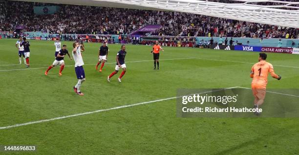 Harry Kane of England misses his second penalty over the bar during the FIFA World Cup Qatar 2022 quarter final match between England and France at...