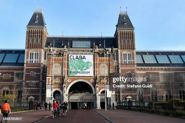 General view of tourists walks near the Rijksmuseum on December 9, 2022 in Amsterdam, Netherlands. Amsterdam is the capital and largest city of the...