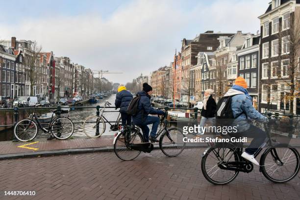 General view of tourists visiting the Amsterdam City on December 9, 2022 in Amsterdam, Netherlands. Amsterdam is the capital and largest city of the...