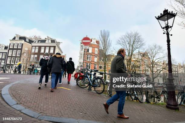 General view of tourists visiting the Amsterdam City on December 9, 2022 in Amsterdam, Netherlands. Amsterdam is the capital and largest city of the...