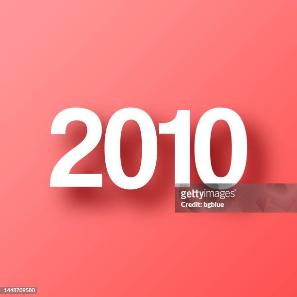 ilustrações, clipart, desenhos animados e ícones de 2010 - dois mil e dez. ícone no fundo vermelho com sombra - 2010