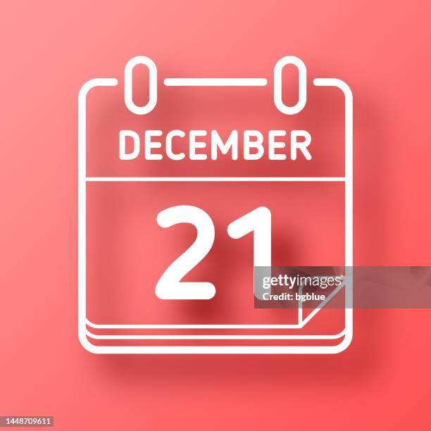 december 21. icon on red background with shadow - december 21 stock illustrations