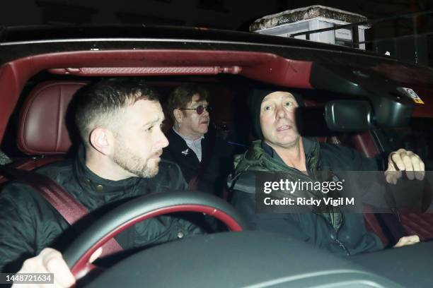 Elton John seen leaving If These Walls Could Sing - film premiere at Abbey Road Studios on December 12, 2022 in London, England.