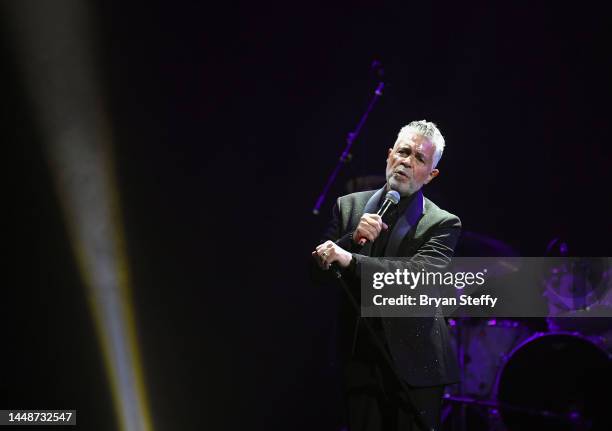 Singer Clint Holmes performs during the Mondays Dark ninth anniversary celebration at Palms Casino Resort on December 12, 2022 in Las Vegas, Nevada.