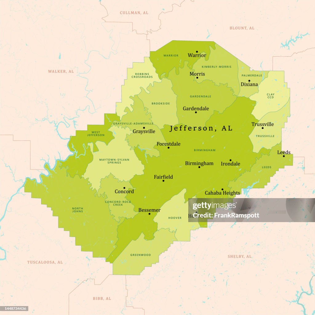 AL Jefferson County Vector Map Green