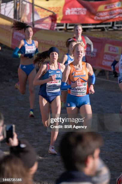 Dione Schipper of the Netherlands competing on the U20 Women Race during the European Cross Country Championships on December 11, 2022 in Turin, Italy