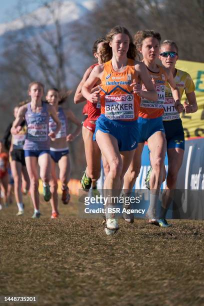 Veerle Bakker of the Netherlands and Silke Jonkman of the Netherlands competing on the Senior Women Race during the European Cross Country...