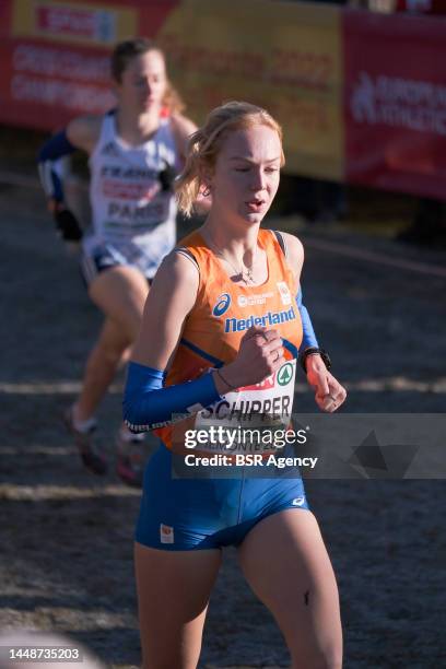 Dione Schipper of the Netherlands competing on the U20 Women Race during the European Cross Country Championships on December 11, 2022 in Turin, Italy