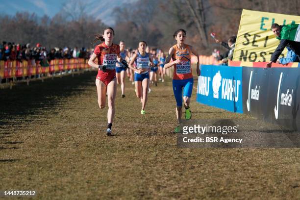 Amina Maatoug of the Netherlands competing on the U23 Women Race during the European Cross Country Championships on December 11, 2022 in Turin, Italy