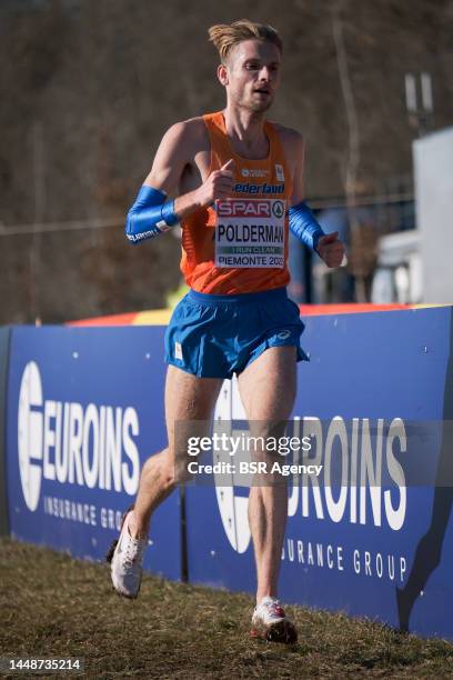 Jurjen Polderman of the Netherlands competing on the Senior Men Race during the European Cross Country Championships on December 11, 2022 in Turin,...
