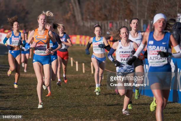 Dione Schipper of the Netherlands competing on the U20 Women Race during the European Cross Country Championships on December 11, 2022 in Turin, Italy