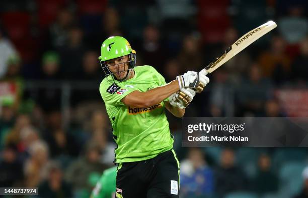 Chris Green of the Thunder bats during the Men's Big Bash League match between the Sydney Thunder and the Melbourne Stars at Manuka Oval, on December...