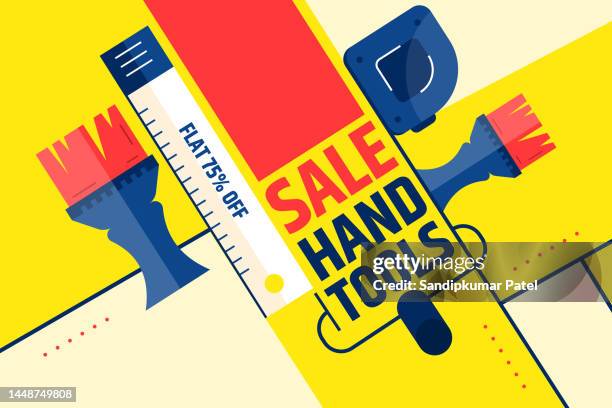 ilustraciones, imágenes clip art, dibujos animados e iconos de stock de venta de herramientas manuales para repare de casa - carpintero