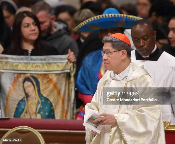 Cardinal Luis Antonio Tagle during the Holy Mass on the occasion of the feast of the Blessed Virgin Mary of Guadalupe in Vatican Basilica. Vatican...