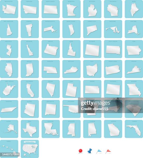 usa state map icons with drop shadow - border separation stock illustrations