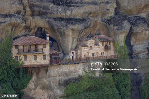 The monastery of Ypapanti on October 29, 2022 in Meteora, Greece. The hidden monastery of Ypapanti is a abandoned monastery and its accessible mainly...