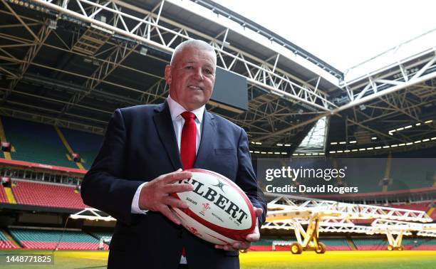 Warren Gatland, who returns for a second stint as the Wales head coach, poses at the Wales Rugby Union photocall held at the Principality Stadium on...