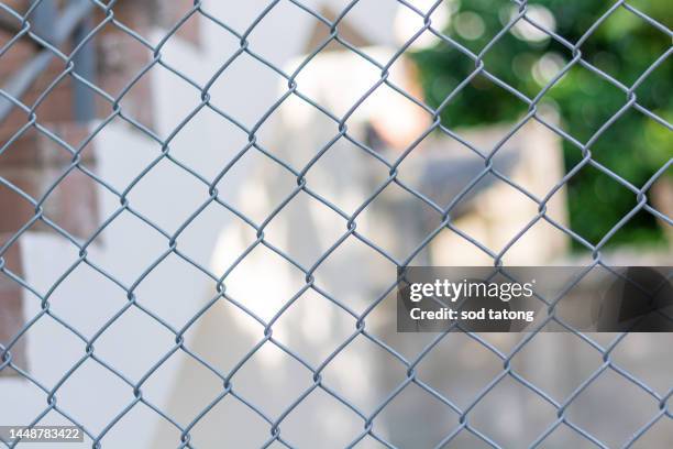 chain link fence with  background - chain link fence on white stock-fotos und bilder