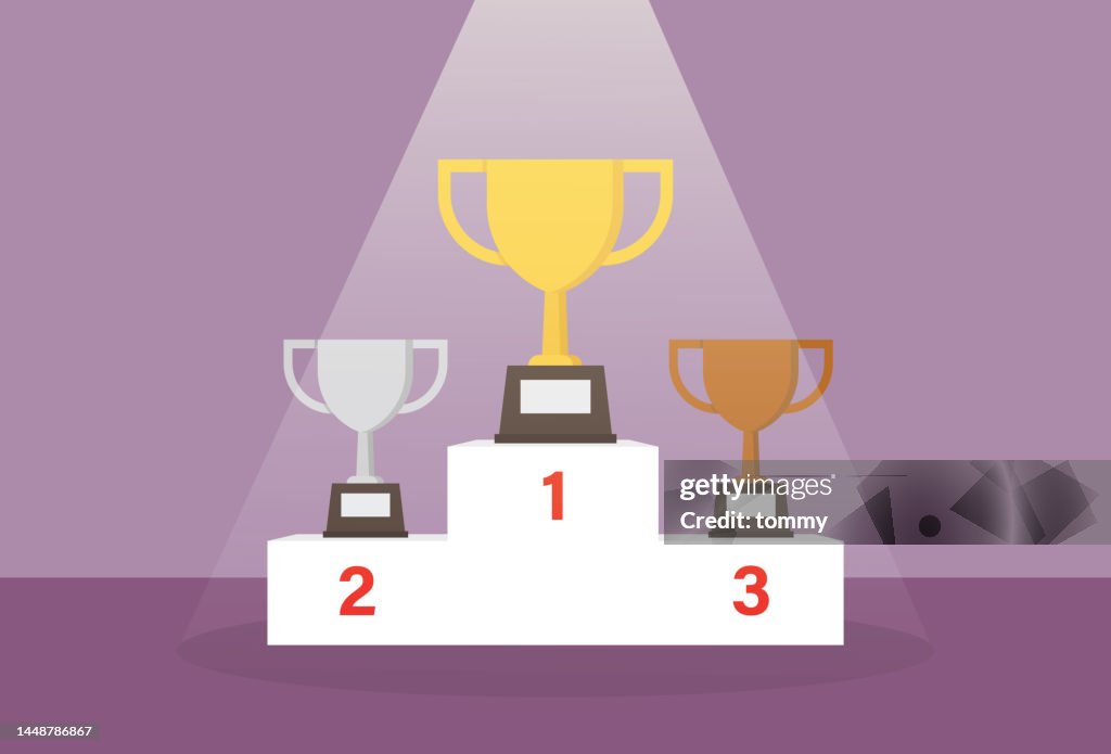 Trophy on a winner podium