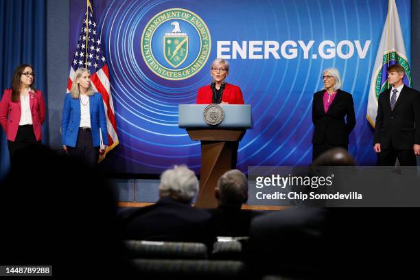 Energy Secretary Jennifer Granholm is joined by Lawrence Livermore National Laboratories Director Dr. Kim Budil, National Nuclear Security...