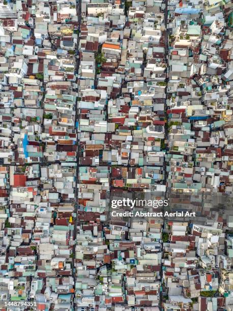 residential buildings photographed from directly above, ho chi minh city, vietnam - creepy shack stock pictures, royalty-free photos & images