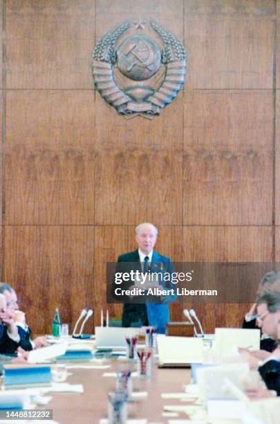 Meeting of the Presidium of the Supreme Soviet of the USSR, Deputy Chairman of the Supreme Soviet of the USSR Vasily Kuznetsov delivers a report,...