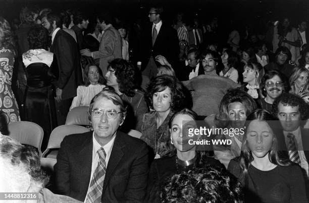 Gregory Peck and Veronique Peck attend the Four for McGovern Benefit Concert in Los Angeles on April 17, 1972.