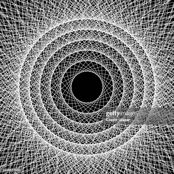 lines rotating and touching black sphere, copy space in middle. - black hole spiral stock illustrations