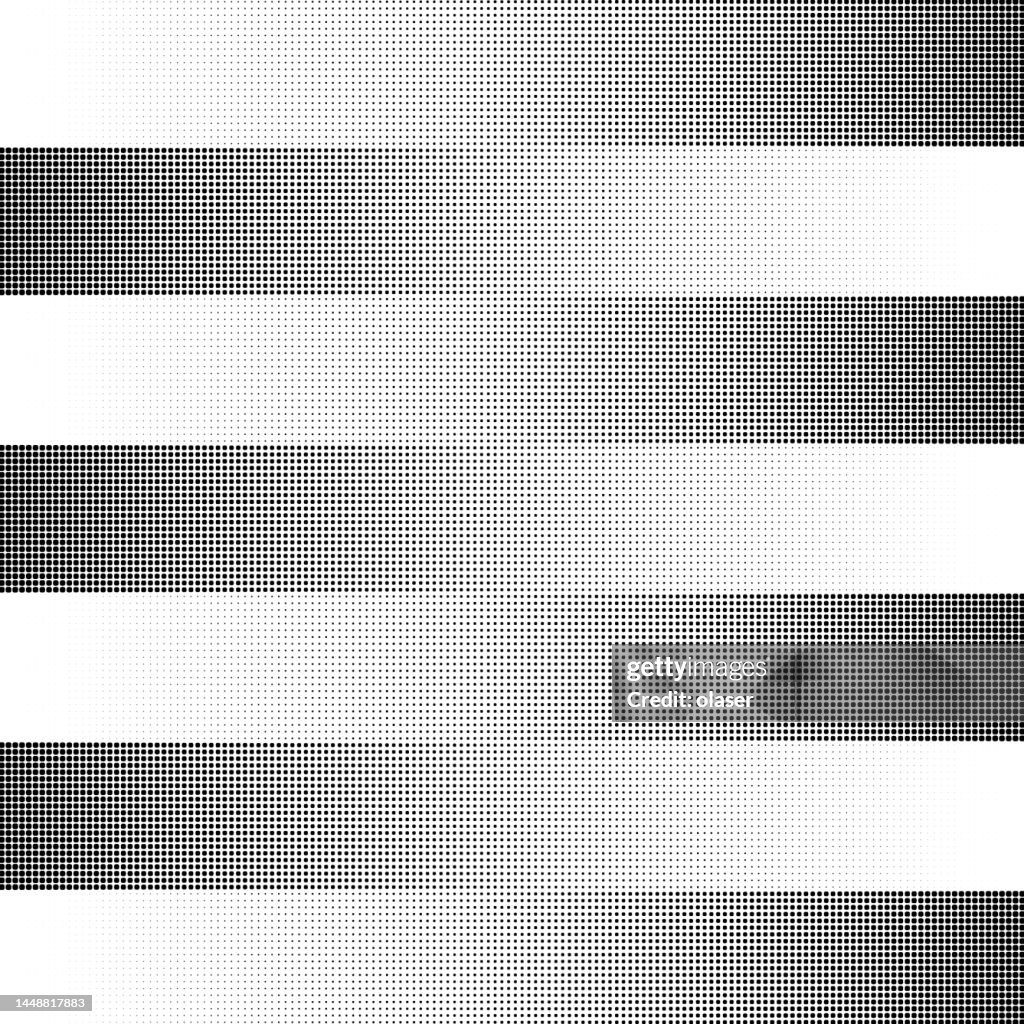 Sections of horizontal fading pattern of rounded squares dots