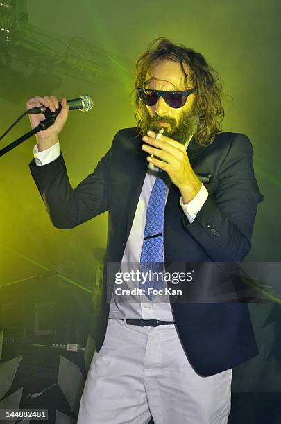 Sebastien Tellier performs during the Sebastien Tellier Concert At the Terrazza Martini - 65th Annual Cannes Film Festival on May 19, 2012 in Paris,...