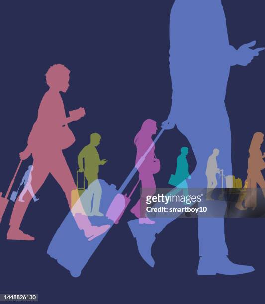 business travellers in airport - business travel stock illustrations