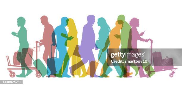 business travellers in airport - business trip stock illustrations