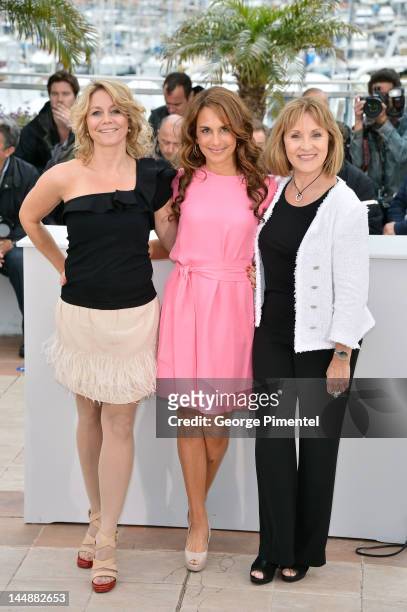 Actresses Anne Louise Hassing, Alexandra Rapaport and Susse Wold attend the "Jagten" Photocall during the 65th Annual Cannes Film Festival at Palais...