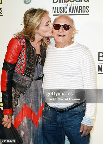 Designer Max Azria and wife Lubov Azria attend the Billboard Music Awards Pre-Party hosted by Kelly Clarkson at MGM Grand on May 19, 2012 in Las...