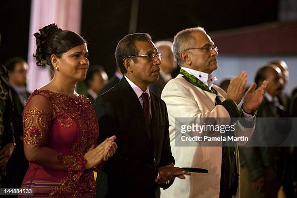 Isabel da Costa Ferreira, President Elect Taur Matan Ruak and Incumbent President Jose Ramos Horta look on as East Timor celebrates ten years of...