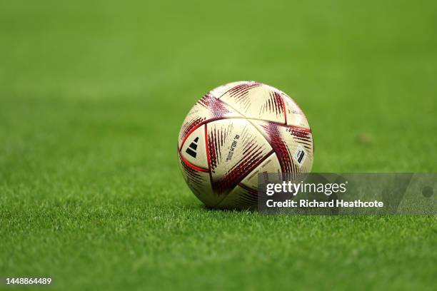 Adidas ‘Al Hilm’ official match ball is seen during the FIFA World Cup Qatar 2022 semi final match between Argentina and Croatia at Lusail Stadium on...