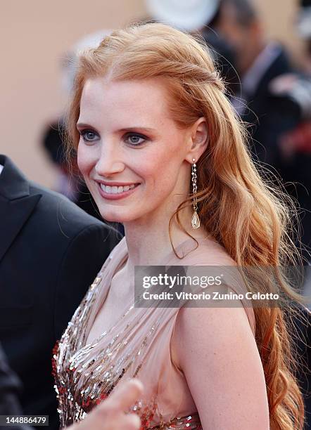 Actress Jessica Chastain arrives at "Lawless" Premiere at the Palais des Festivals during the 65th Annual Cannes Film Festival on May 19, 2012 in...