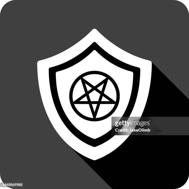 shield pentagram icon silhouette - altar stock illustrations