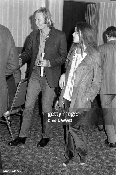 Jon Voight and Marcheline Bertrand attend a party for George McGovern at the Hollywood Paladium on the night of the California democratic primary,...