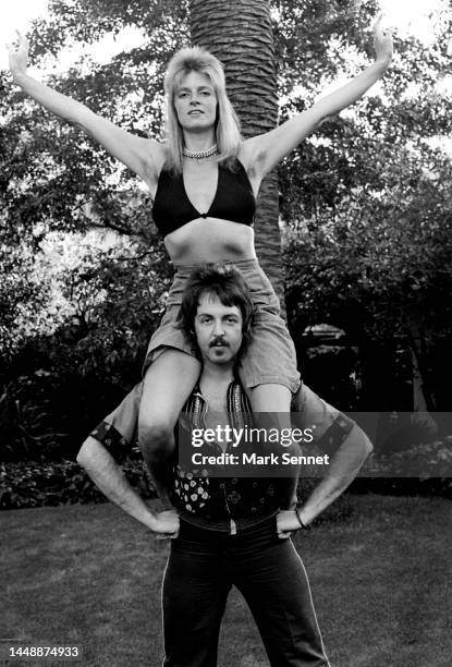 Musician Paul McCartney and wife Linda McCartney pose for a portrait at the Beverly Hills Hotel in celebration of the release of the Paul McCartney...